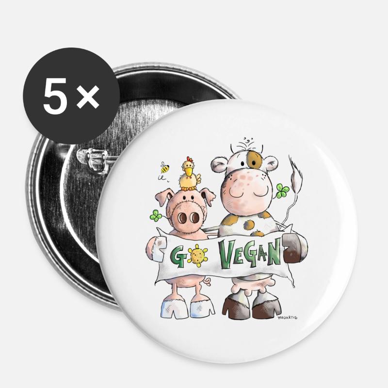 Go Vegan - Buttons large 2.2''/56 mm (5-pack) - white