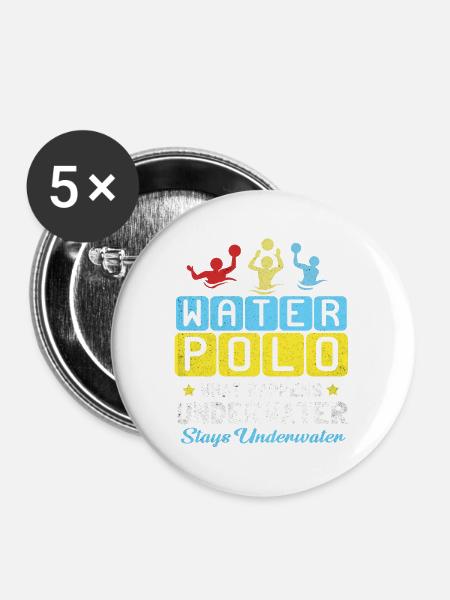 Wasserball - Buttons groß 56 mm (5er Pack) - Weiß