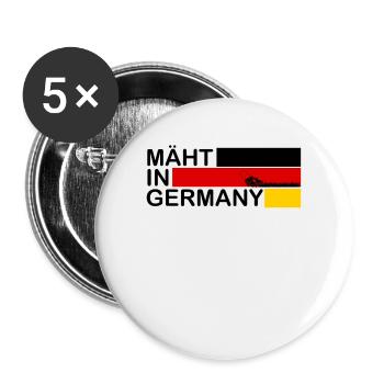 Mäht in Germany Rasen - Buttons groß 56 mm (5er Pack) - Weiß - Vorne