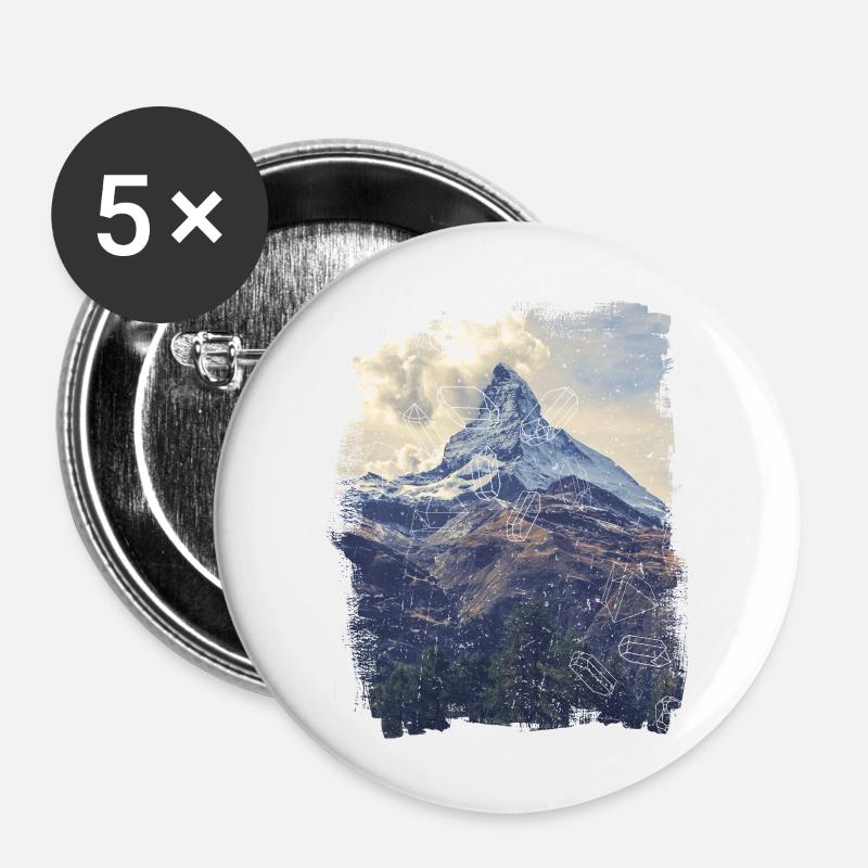 Mountains & Diamonds - Buttons large 2.2''/56 mm (5-pack) - white