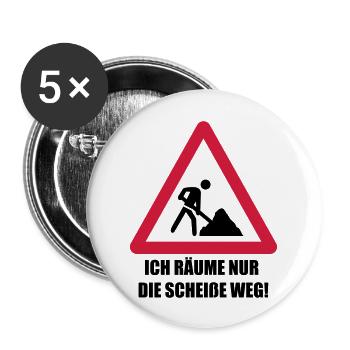 baustelle spruch - Buttons groß 56 mm (5er Pack) - Weiß - Vorne