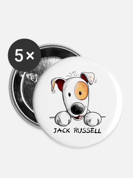 Neugieriger Jack Russell - Buttons groß 56 mm (5er Pack) - Weiß