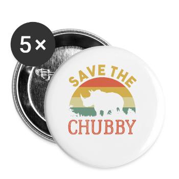 Save The Chubby Unicorns Shirt Vintage Nashorn - Buttons groß 56 mm (5er Pack) - Weiß - Vorne