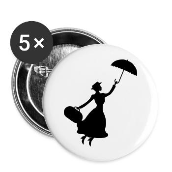 frau_regenschirm_01 - Buttons groß 56 mm (5er Pack) - Weiß - Vorne
