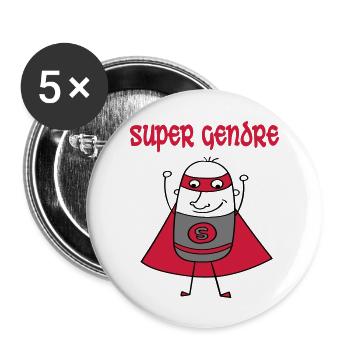 Super gendre - Lot de 5 grands badges (56 mm) - blanc - Devant