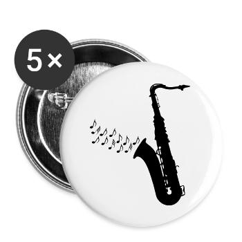 Saxophone / Jazz / Music - Buttons large 2.2''/56 mm (5-pack) - white - Front