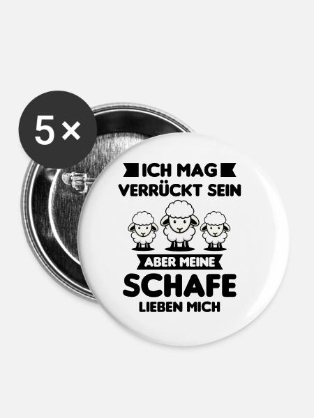 Schäfer Schaf Schafe Hirte Spruch Geschenk - Buttons groß 56 mm (5er Pack) - Weiß