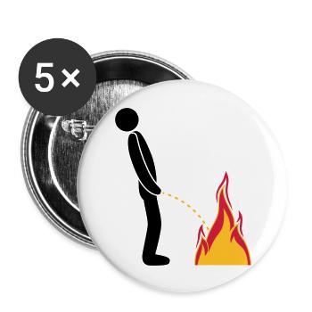 fire extinguish flames hot fire brigade logo in ste - Buttons large 2.2''/56 mm (5-pack) - white - Front