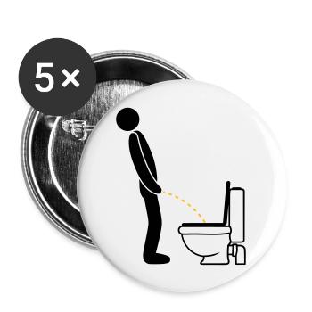 WC logo im stehen pinkeln pissen klo toilette erle - Buttons groß 56 mm (5er Pack) - Weiß - Vorne