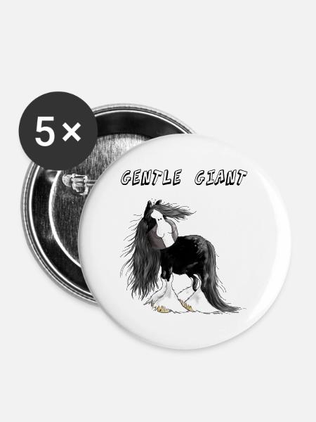 Hier ist das Shire Horse - Buttons groß 56 mm (5er Pack) - Weiß