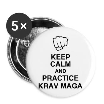 Krav Maga / Krav-Maga / Kampfkunst / Martial Art - Buttons large 2.2''/56 mm (5-pack) - white - Front