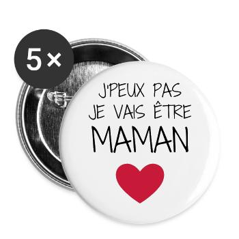 Mum / Mom / Baby / Mummy / Mother's day / Birth - Buttons large 2.2''/56 mm (5-pack) - white - Front