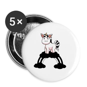 Licorne noire blanche Fantastique Fictional Animals Fable - Lot de 5 grands badges (56 mm) - blanc - Devant
