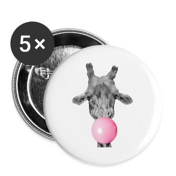 Giraffe und kaugummi - Buttons groß 56 mm (5er Pack) - Weiß - Vorne