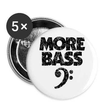 More Bass (Vintage/Schwarz) Bassisten - Buttons groß 56 mm (5er Pack) - Weiß - Vorne