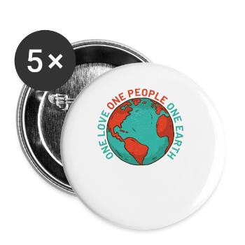 one love one people one earth - Buttons groß 56 mm (5er Pack) - Weiß - Vorne