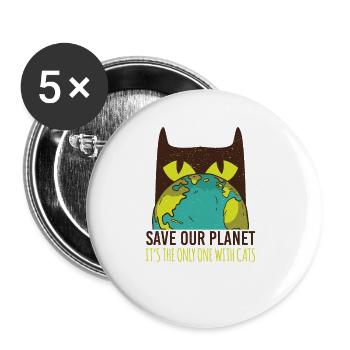 save the planet - Buttons groß 56 mm (5er Pack) - Weiß - Vorne
