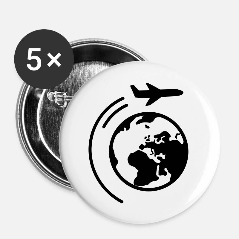 Reisen - Buttons groß 56 mm (5er Pack) - Weiß