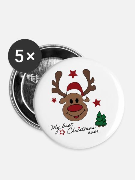 Weihnachten - Buttons groß 56 mm (5er Pack) - Weiß