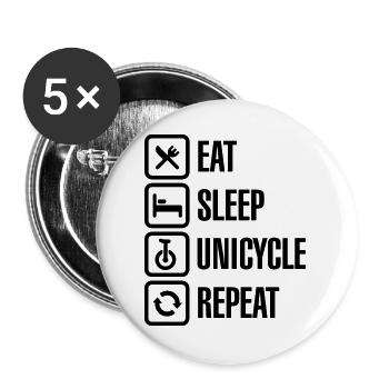 Eat sleep unicycle repeat unicycling circus clown - Buttons large 2.2''/56 mm (5-pack) - white - Front