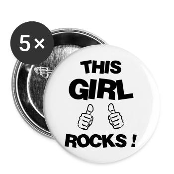 Woman Frau Femme Girl Fille Mädchen Wife - Buttons large 2.2''/56 mm (5-pack) - white - Front