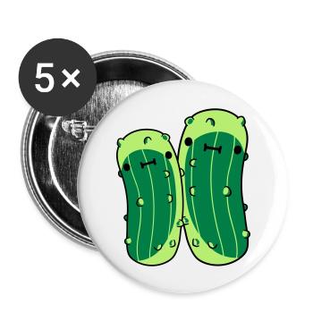 2 kleine gurken mit suessem - Buttons groß 56 mm (5er Pack) - Weiß - Vorne