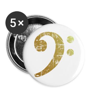 Bass Clef Ancient Gold - Buttons large 2.2''/56 mm (5-pack) - white - Front