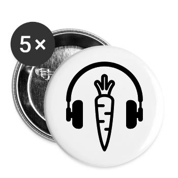 végétarien / végétarienne / végétarisme / vegan - Lot de 5 grands badges (56 mm) - blanc - Devant