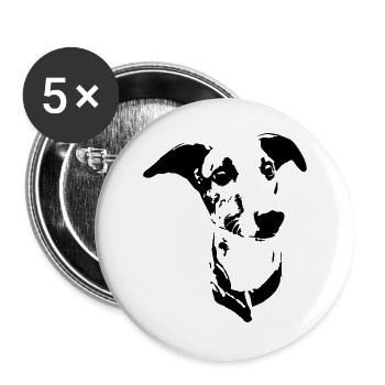 Whippet Kopf - Buttons groß 56 mm (5er Pack) - Weiß - Vorne