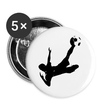 Fussball - Schwarz - Buttons groß 56 mm (5er Pack) - Weiß - Vorne