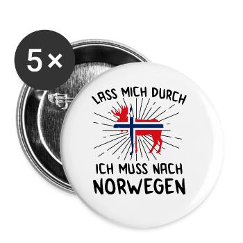 Norwegen Angeln Angel Tour 2020 Elch Geschenk - Buttons groß 56 mm (5er Pack) - Weiß - Vorne