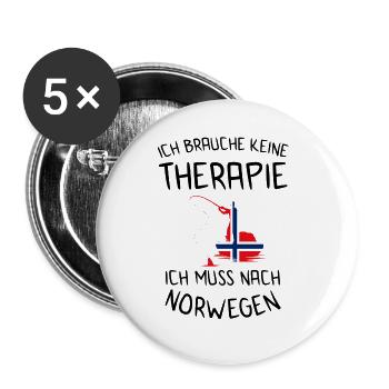 Norvège pêche cadeau de morue drapeau norvégien - Lot de 5 grands badges (56 mm) - blanc - Devant