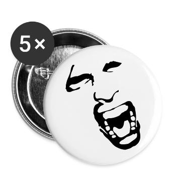 Crying face / Pain / Gesicht / Schmerz - Buttons groß 56 mm (5er Pack) - Weiß - Vorne