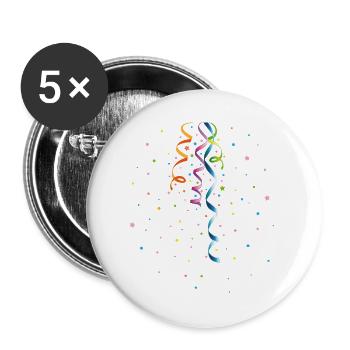 Confetti and streamers colorful party design - Buttons large 2.2''/56 mm (5-pack) - white - Front