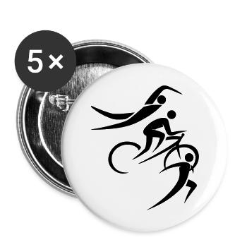 Schwimmen Radfahren Laufen Symbols Sport - Buttons groß 56 mm (5er Pack) - Weiß - Vorne