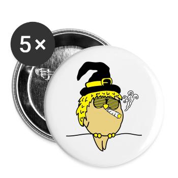 bird_witch_smoke_02 - Buttons groß 56 mm (5er Pack) - Weiß - Vorne