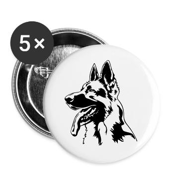 German shepherd head - Buttons large 2.2''/56 mm (5-pack) - white - Front