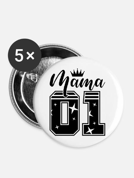 mama 01 krone - Buttons groß 56 mm (5er Pack) - Weiß