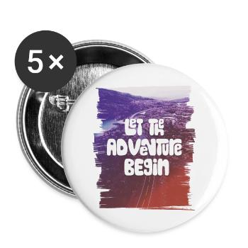 Let The Adventure Begin - Buttons large 2.2''/56 mm (5-pack) - white - Front