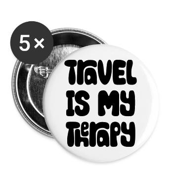 Travel Is My Therapy - Lot de 5 grands badges (56 mm) - blanc - Devant