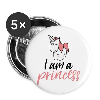 I am a princess Prinzessin - Buttons groß 56 mm (5er Pack) - Weiß - Vorne