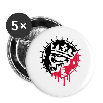 Totenschädel mit Krone Graffiti Patch - Buttons groß 56 mm (5er Pack) - Weiß - Vorne