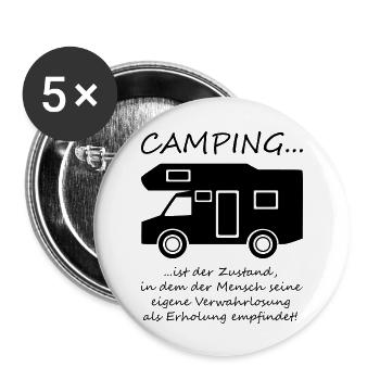 Camping ist... - Buttons groß 56 mm (5er Pack) - Weiß - Vorne
