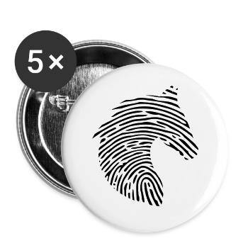 Fingerabdruck DNS DNA Pferd Pferde Reiten Pony - Buttons groß 56 mm (5er Pack) - Weiß - Vorne