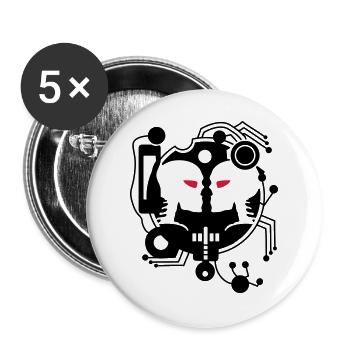 Cyber Love circuit with two cyborgs - Buttons large 2.2''/56 mm (5-pack) - white - Front