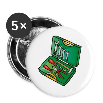 Boîte à outils | toolbox - Lot de 5 grands badges (56 mm) - blanc - Devant