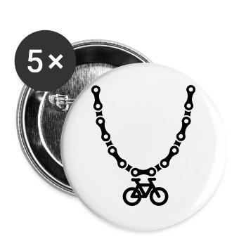Mountain bike MTB Halskette Fahrradkette Fahrrad - Buttons groß 56 mm (5er Pack) - Weiß - Vorne
