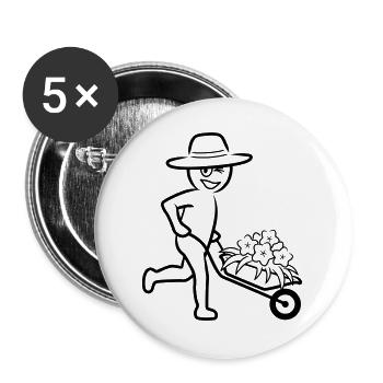 Gärtner / Gärtnerin - schwarz-weiß / einfärbbar - Buttons groß 56 mm (5er Pack) - Weiß - Vorne