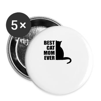 Best Cat Mom ever - Katzenmama Kitty Meow - Buttons groß 56 mm (5er Pack) - Weiß - Vorne