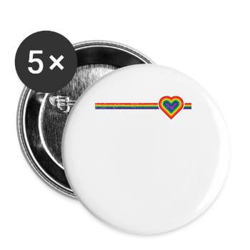 coeur arc en ciel coeur arc en ciel - Lot de 5 grands badges (56 mm) - blanc - Devant